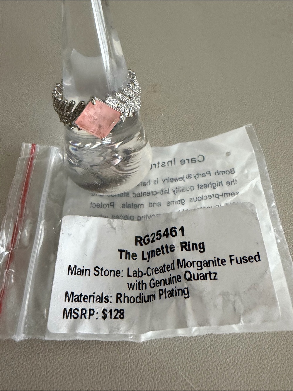 Bomb Party OG Collection “The Lynette Ring” – Size 9 – Morganite Quartz ✨